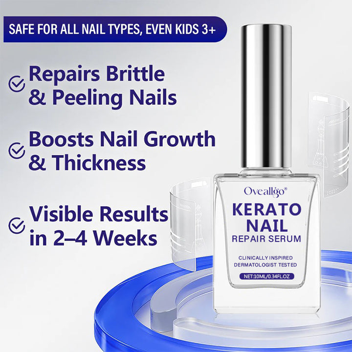 Oveallgo® KeratoNail Repair Serum ( Rebuild Stronger, Healthier Nails from the Root - Clinically inspired serum that restores brittle, peeling, and splitting nails with cutting-edge keratin-repair technology )