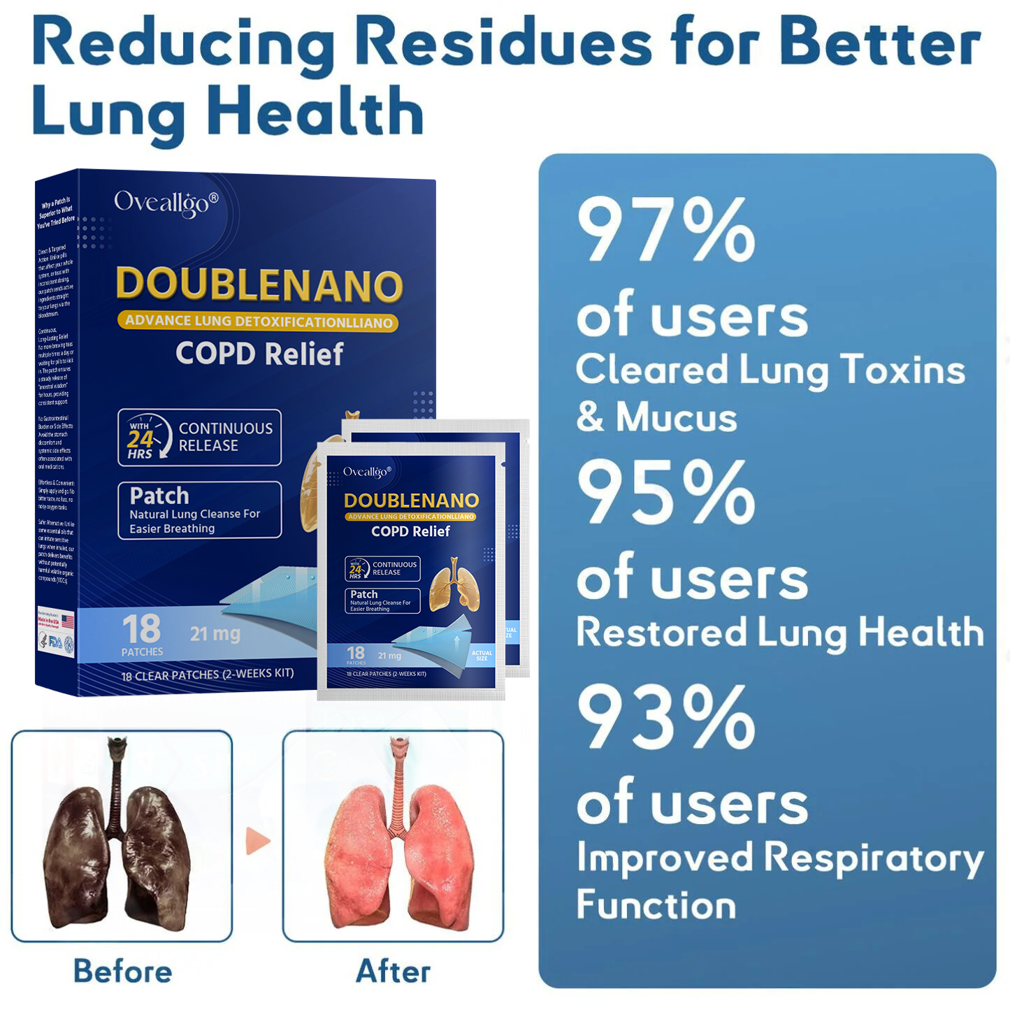 🫁✅FDA Approved Oveallgo® DoubleNano COPD Relief Patch (💝 Cough, wheezing, shortness of breath, sputum, stuffy nose, bronchitis, bronchitis, allergy symptoms, lung discomfort🫁)