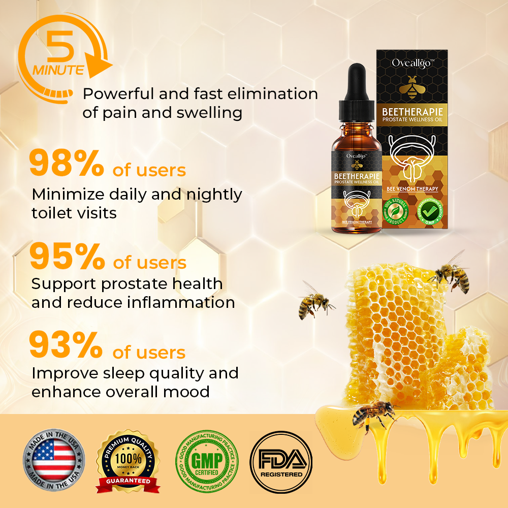 ✅Official Store: Oveallgo™ BeeTherapie Treatment Oil For Prostate Wellness👨‍⚕️USA Urological Association (AUA）Approved (Reducing prostate swelling, pain, discomfort, soreness, and urinary fatigue)