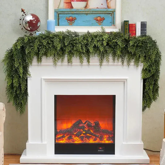 Artificial Cedar Garland🇺🇸Green Pine Garland for Table, Mantel, Wall – Perfect for Indoor & Outdoor Christmas Decorations