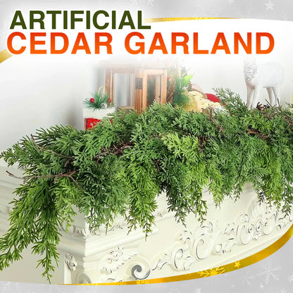 Artificial Cedar Garland🇺🇸Green Pine Garland for Table, Mantel, Wall – Perfect for Indoor & Outdoor Christmas Decorations